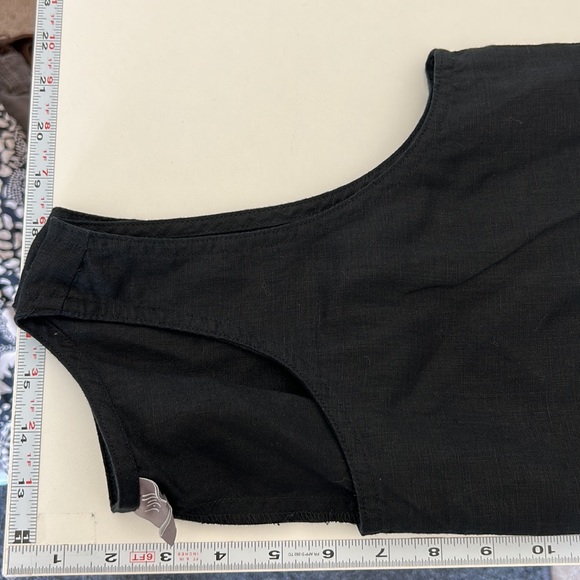 J Jill Dress Womens Medium Black 100 Linen Pocket Pullover Wide Strap Lagenlook - Picture 13 of 15